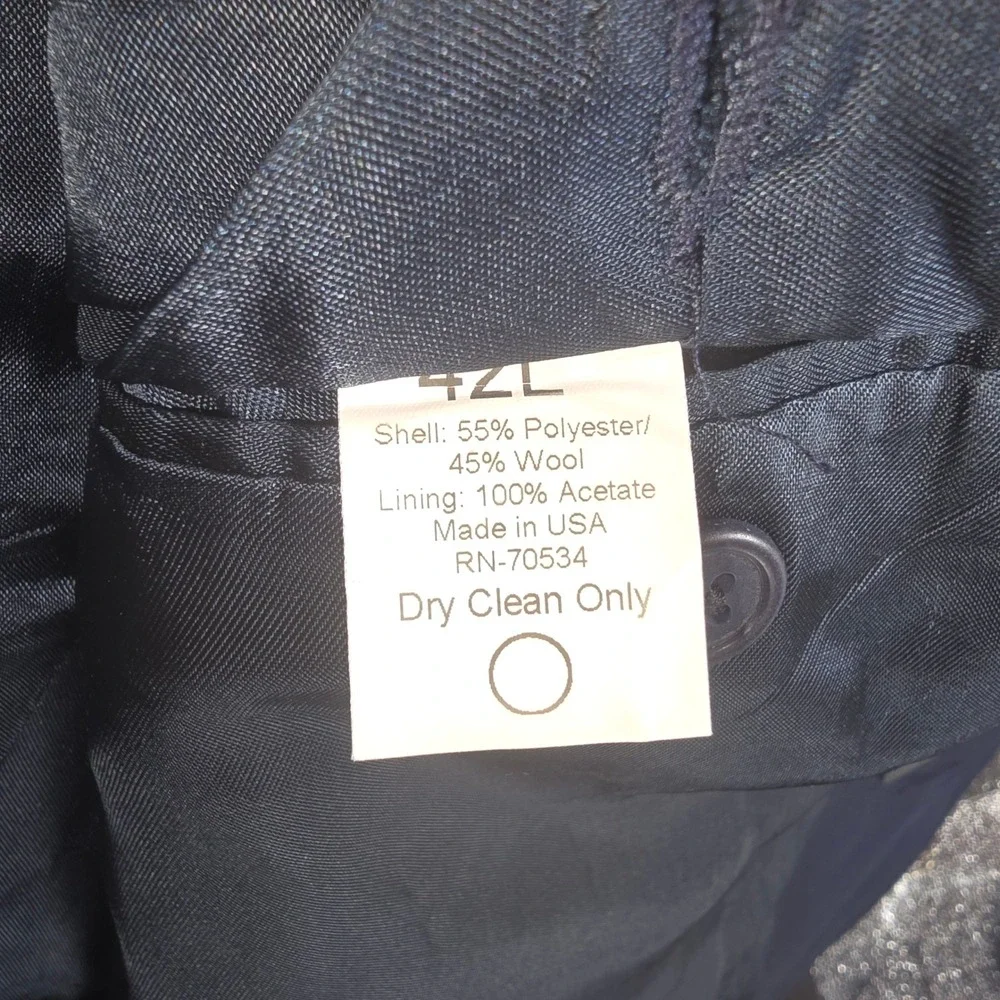 Orvis Mens Navy Blue Blazer Gold Buttons 3 Button 42L Tailored USA Made